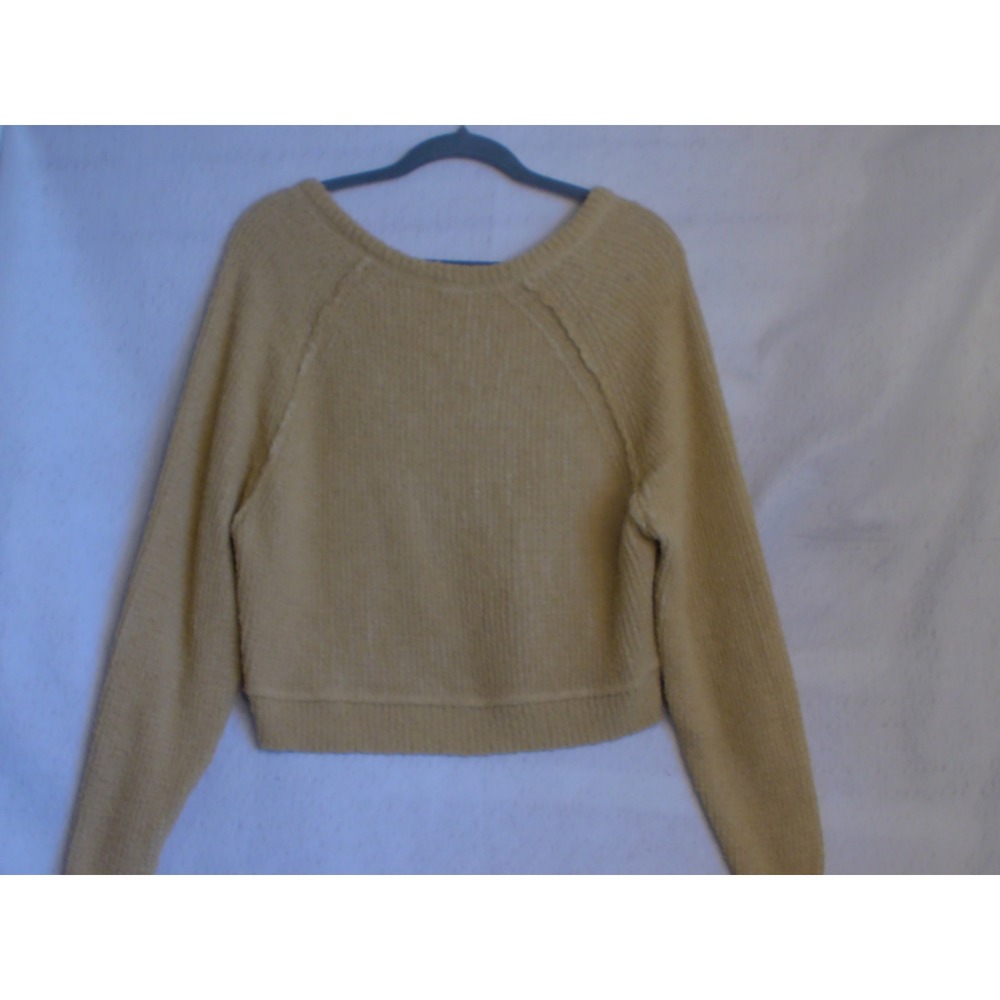 Free People Mustard Yellow V-Neck Knit Cropped Sweater XS‎ OB841249 - Picture 2 of 8